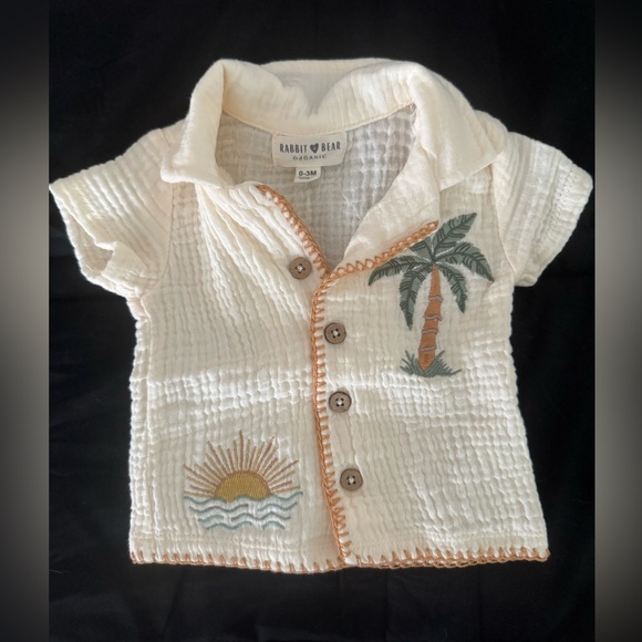 Kids Ivory Matching Set with Tropical Embroidery - Picture 2 of 7